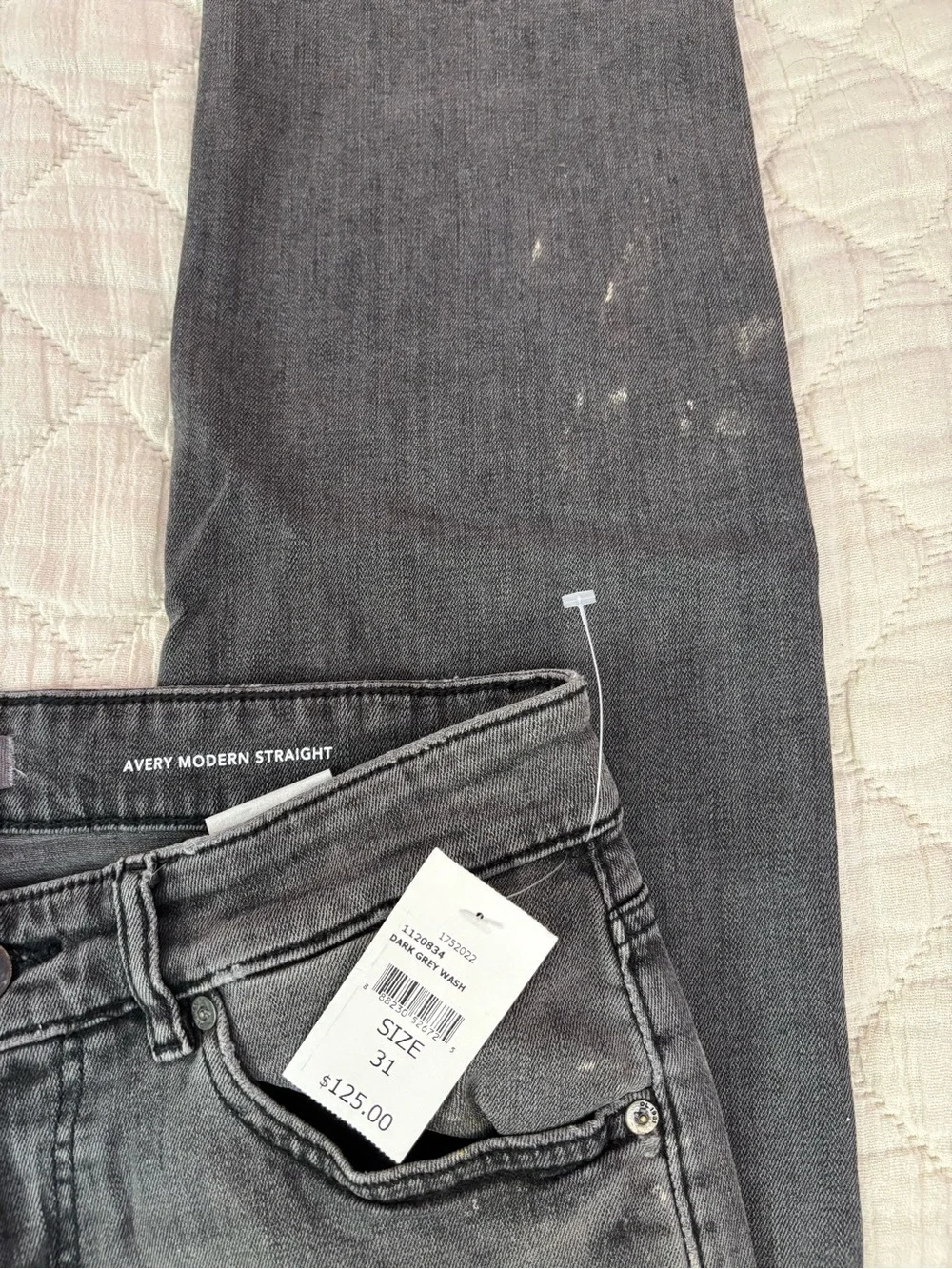 NWT DL1961 Men Avery Modern Straight Leg Jeans In Dark Grey Wash Sz 31x34